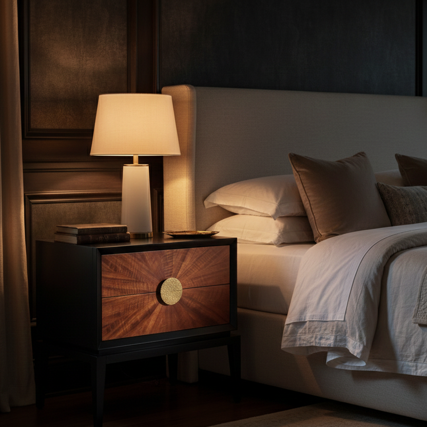 Beverly Bedside Table - Brown Wood