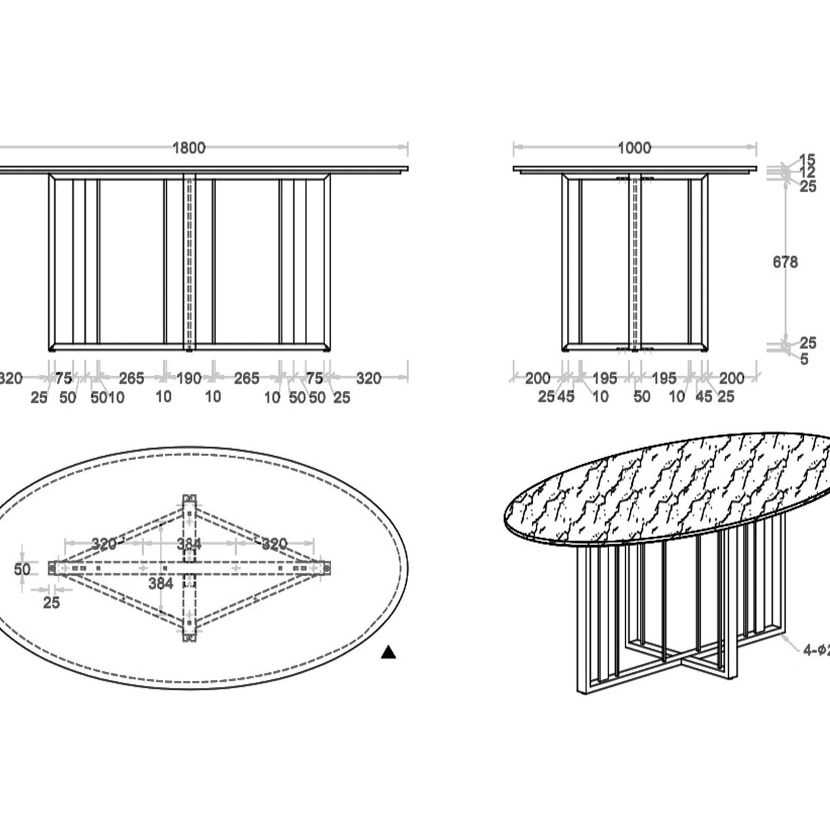 Fenty Dining Table - White Marble