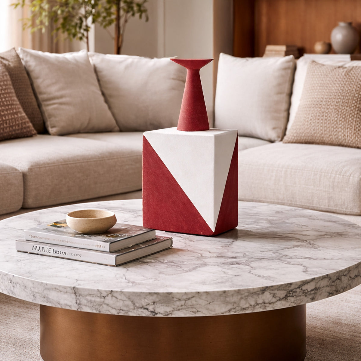 Pica Vase I - Red and White Glazed Ceramic