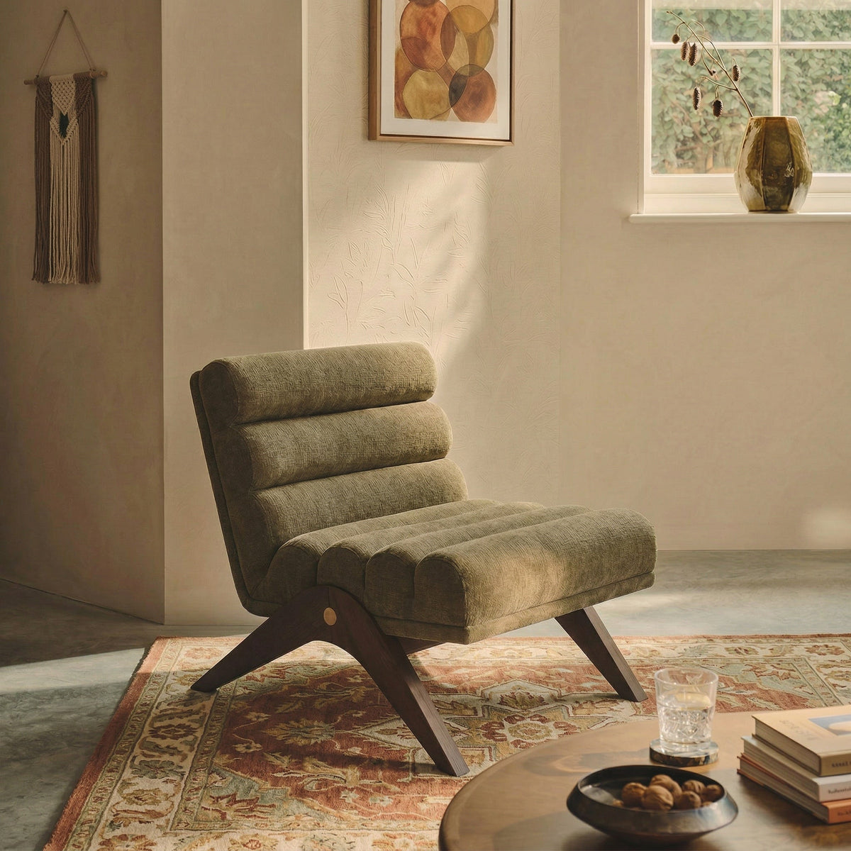 Charles Occasional Chair - Kenia Moss/Mid Brown